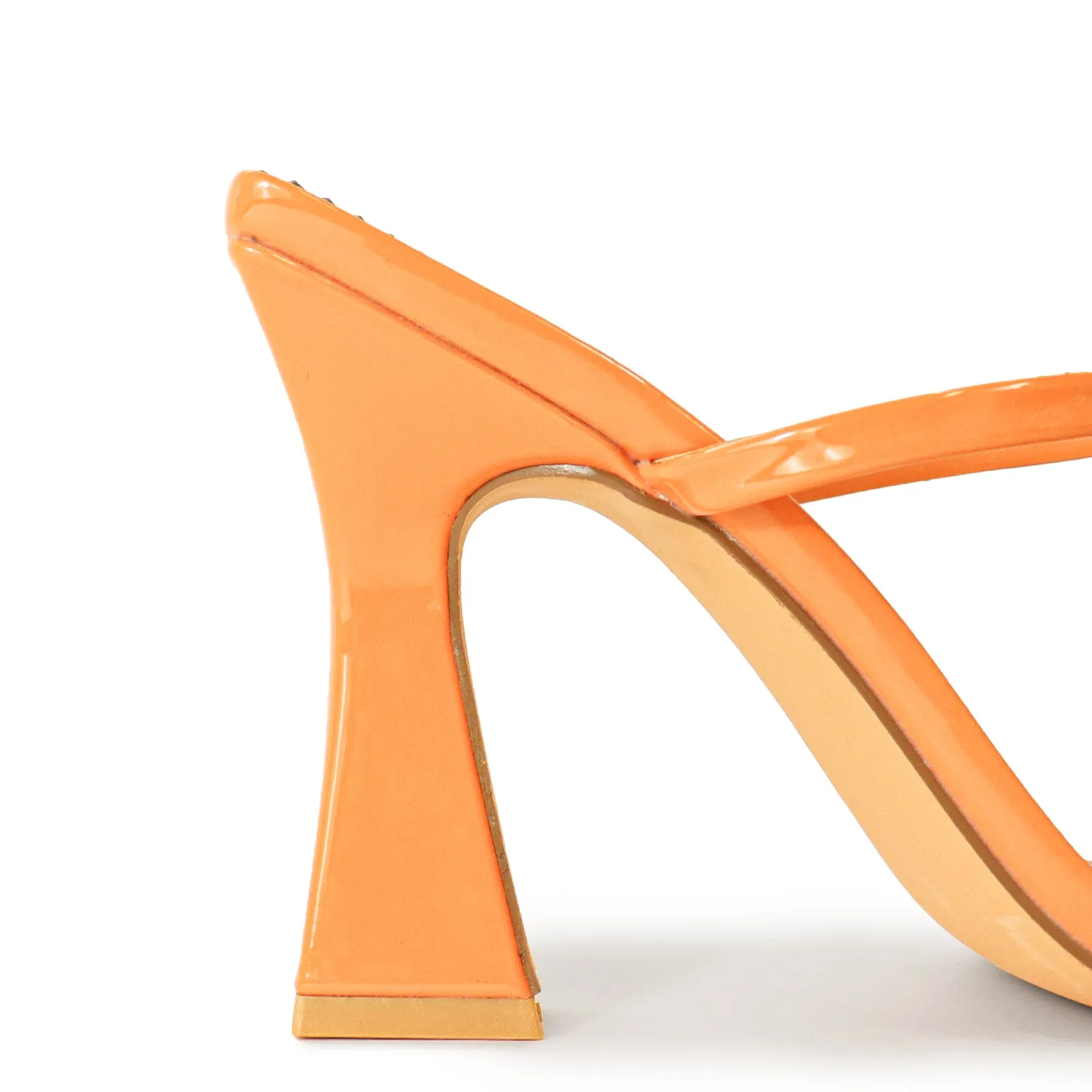MICHAELA-1 SQUARED STRAPPY TRAPEZOID HIGH HEELS - APRICOT