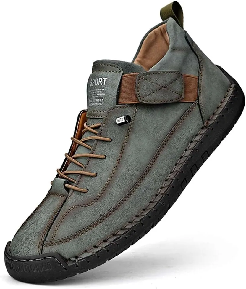 mitvr Mens Casual Leather Shoes Ankle Chukka Boots Slip On Mid top Walking Driving Loafer Shoes