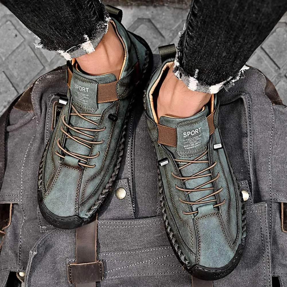 mitvr Mens Casual Leather Shoes Ankle Chukka Boots Slip On Mid top Walking Driving Loafer Shoes