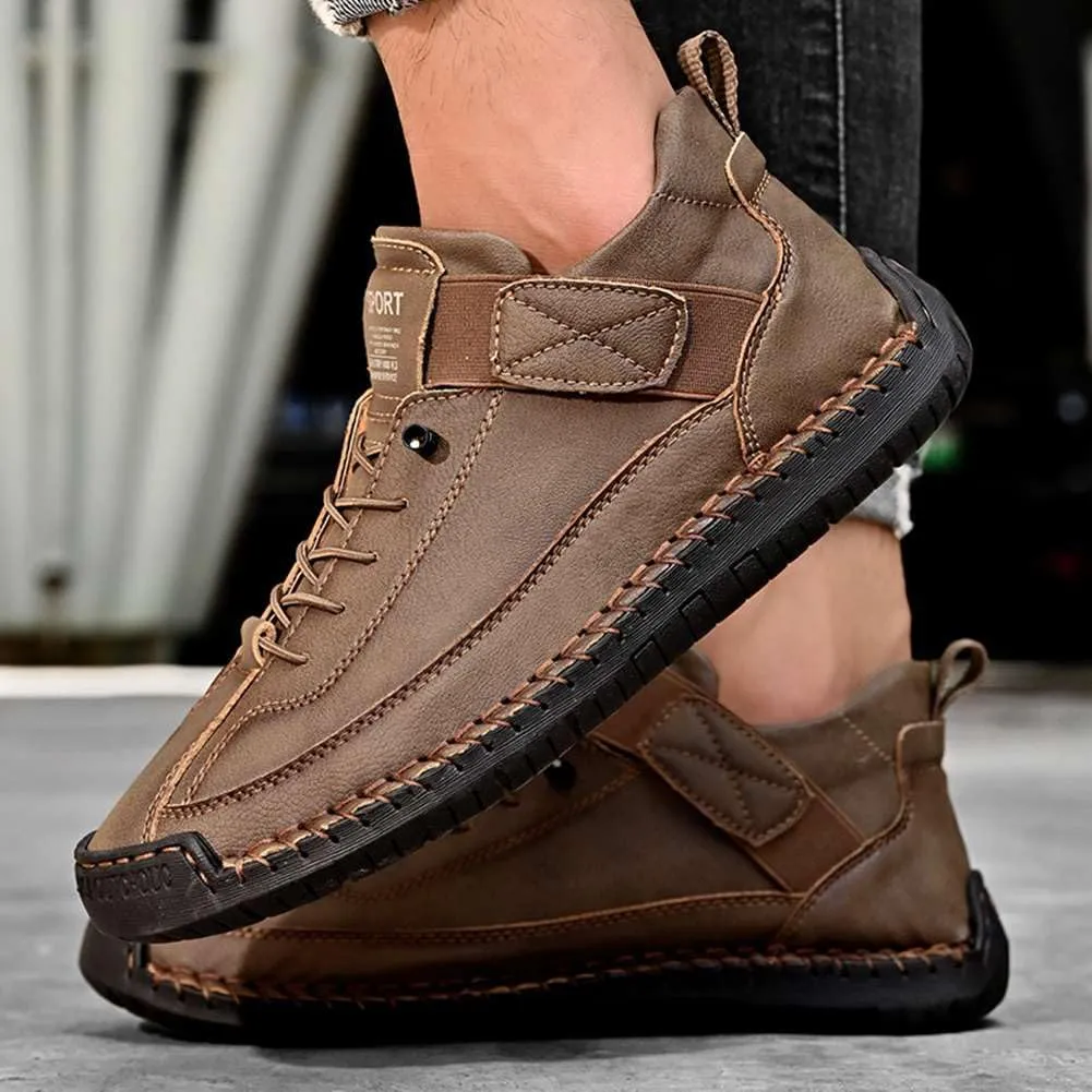 mitvr Mens Casual Leather Shoes Ankle Chukka Boots Slip On Mid top Walking Driving Loafer Shoes