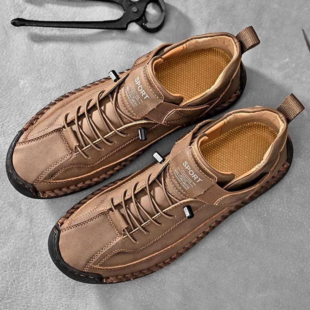 mitvr Mens Casual Leather Shoes Ankle Chukka Boots Slip On Mid top Walking Driving Loafer Shoes