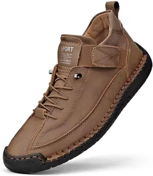 mitvr Mens Casual Leather Shoes Ankle Chukka Boots Slip On Mid top Walking Driving Loafer Shoes