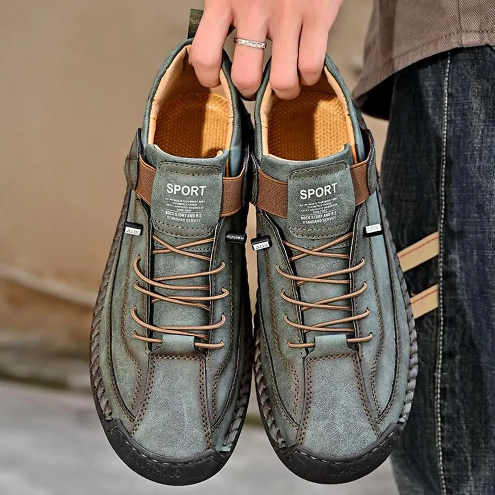 mitvr Mens Casual Leather Shoes Ankle Chukka Boots Slip On Mid top Walking Driving Loafer Shoes