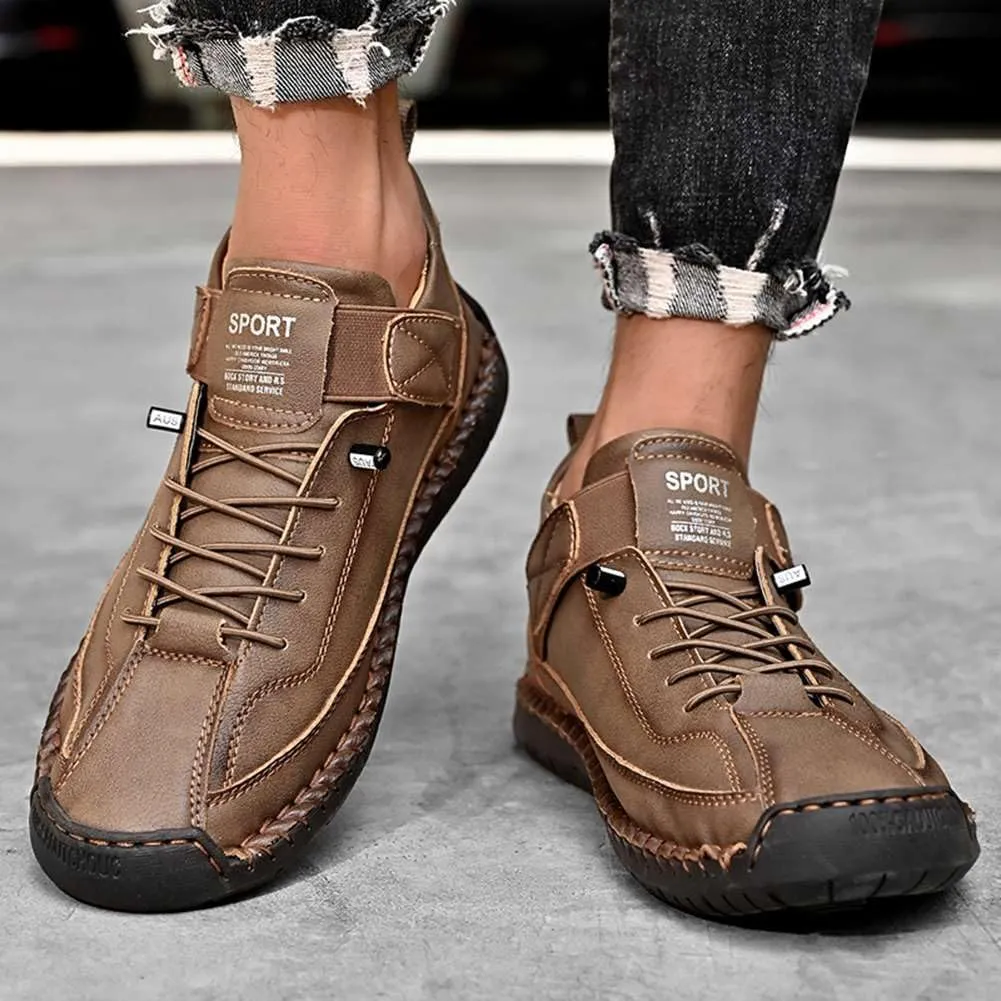 mitvr Mens Casual Leather Shoes Ankle Chukka Boots Slip On Mid top Walking Driving Loafer Shoes