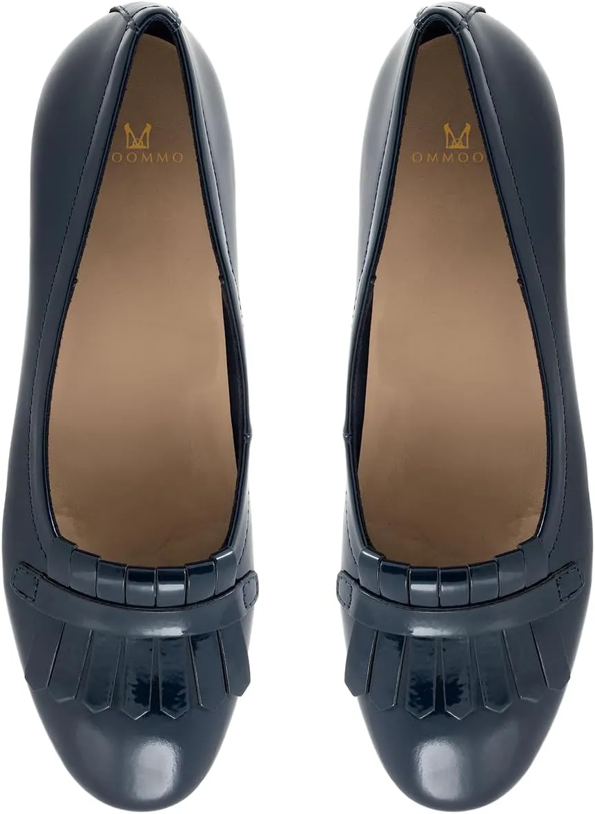 MOOMMO Women Round Closed Toe Flats Fringe Slip On Ballet Flats Comfortable Flat Heel Penny Loafers Tassel Wingtip Suede Loafer Flats Ladies Girls Office Daily Club Driver Flat Shoes Spring 4-11 M US