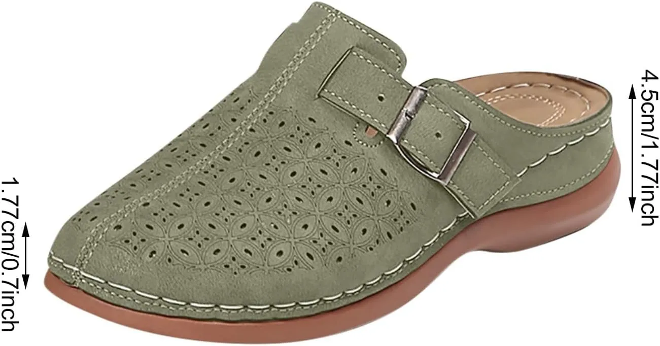 Mules for Women Wedge Sandals Comfortable Dressy Summer Closed Toe Casual Adjustable Hook Loop Alicegana Comfort on Walking Orthopedic Mule Slippers Clogs Low Heel Sandal Slip On Shoes