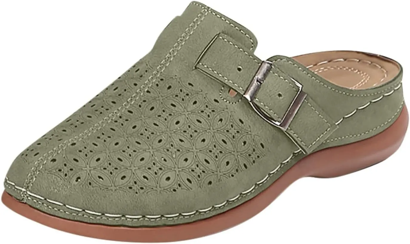 Mules for Women Wedge Sandals Comfortable Dressy Summer Closed Toe Casual Adjustable Hook Loop Alicegana Comfort on Walking Orthopedic Mule Slippers Clogs Low Heel Sandal Slip On Shoes