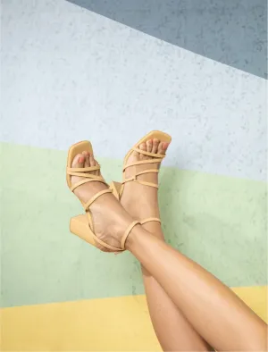 Naomi Mustard Strappy Heels