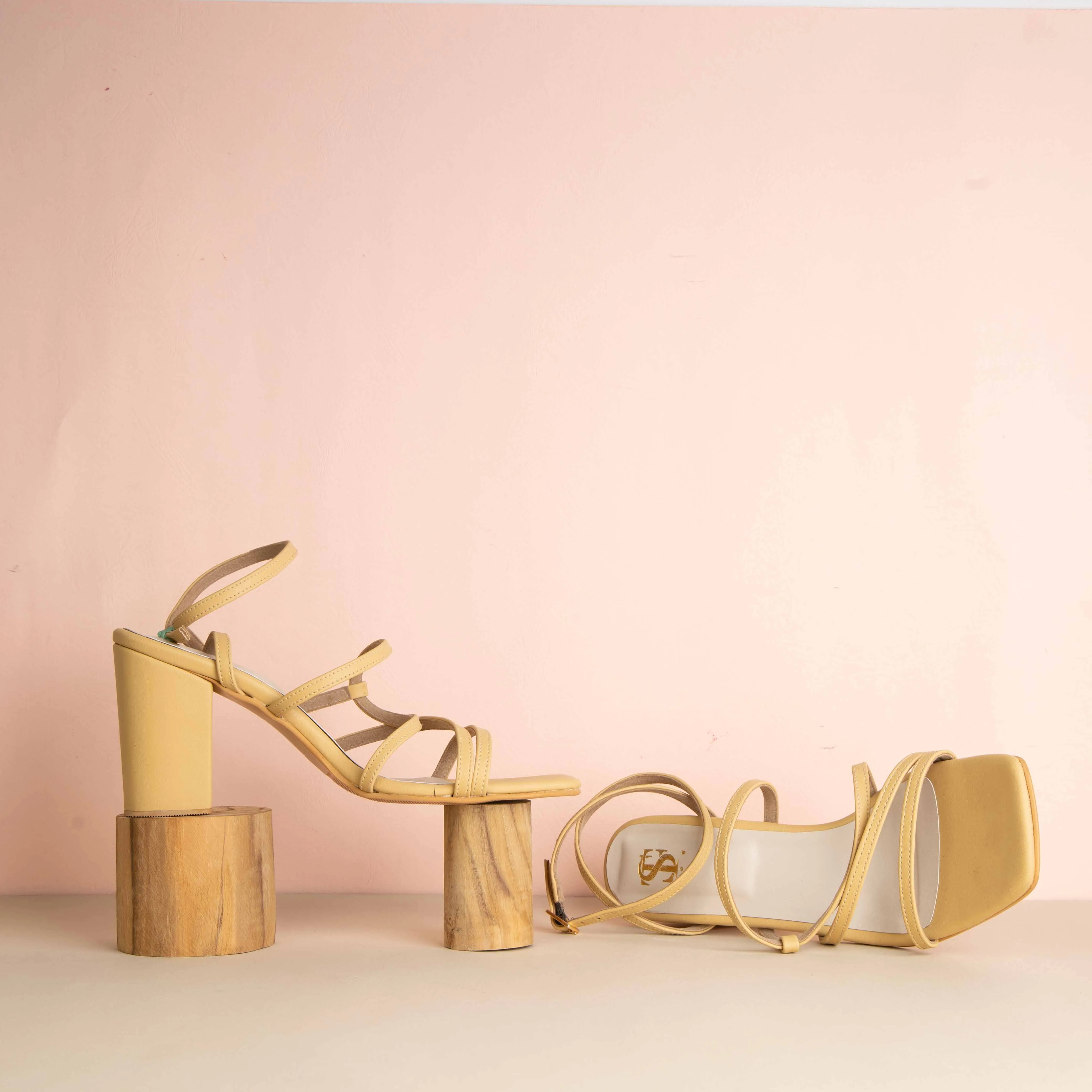 Naomi Mustard Strappy Heels