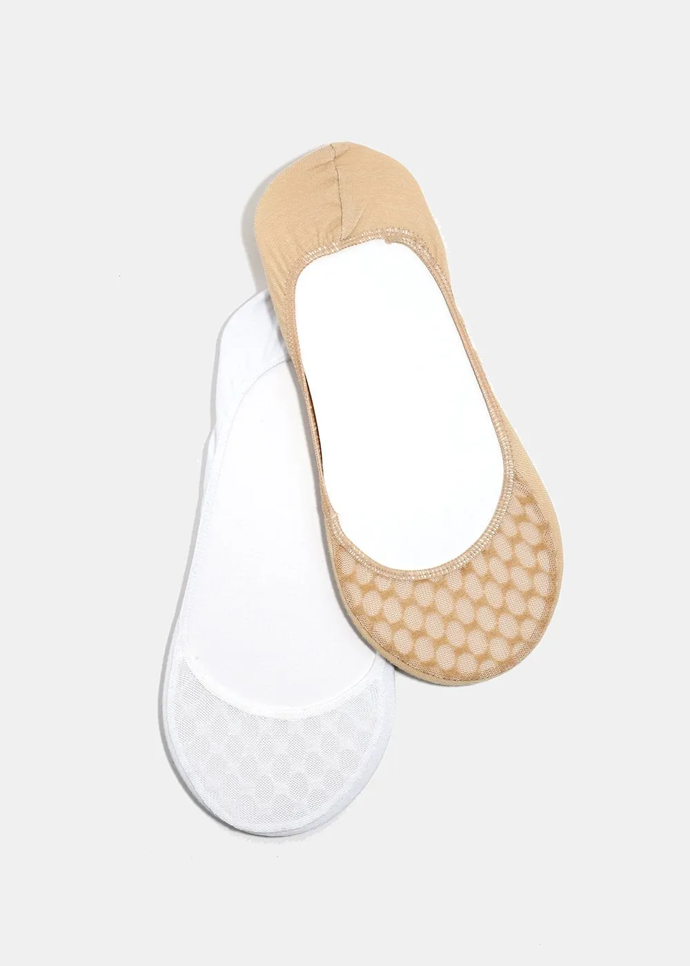 Neutral Fishnet Toe No-Show Socks
