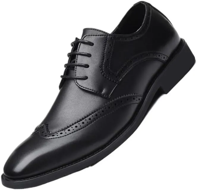 New Lace Up Round Burnished Toe Patchwork Leather Shoes Breathable Shoes Dress Oxford for Men Slip Resistant Anti-Slip Low Top Non Slip Prom