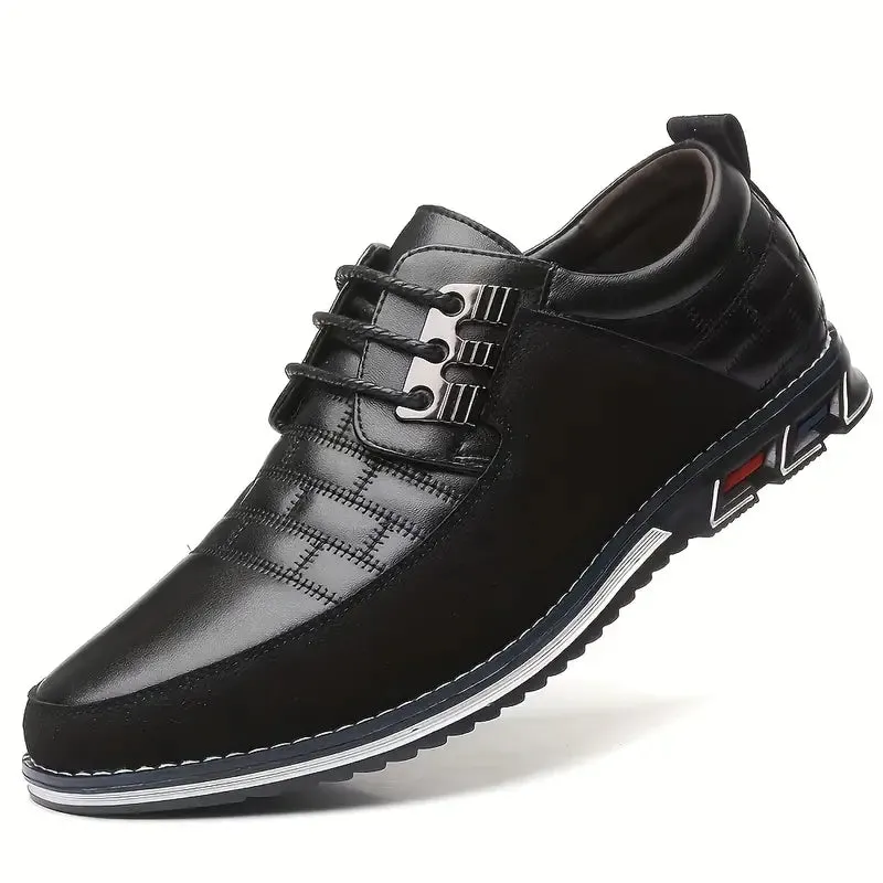 New Men's Plaid Smart Casual Oxford Dress Shoes, Wear-resistant Lace-up Formal Oxford Shoes For Wedding Business Black, Sz 11