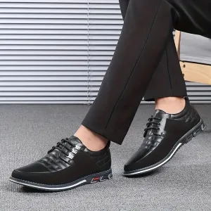 New Men's Plaid Smart Casual Oxford Dress Shoes, Wear-resistant Lace-up Formal Oxford Shoes For Wedding Business Black, Sz 11