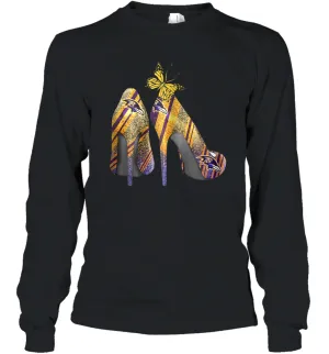 NFL Baltimore Ravens Steelers Rhinestone High Heels Long Sleeve T-Shirt