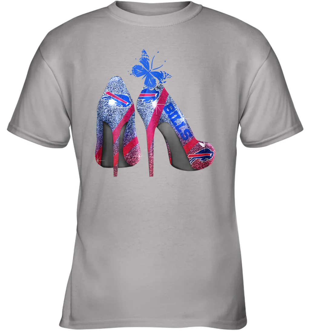 NFL Buffalo Bill Rhinestone High Heels Butterfly Rhinestone Tide Youth T-Shirt