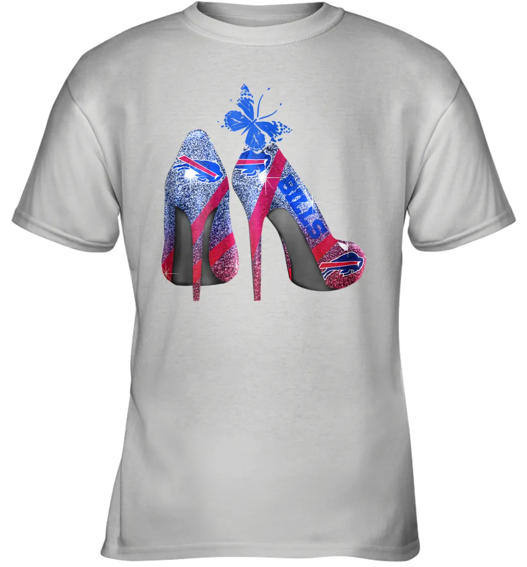 NFL Buffalo Bill Rhinestone High Heels Butterfly Rhinestone Tide Youth T-Shirt