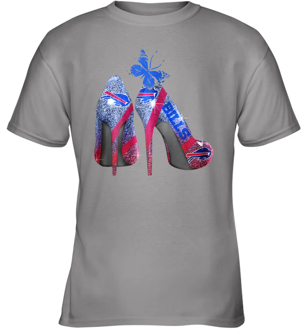 NFL Buffalo Bill Rhinestone High Heels Butterfly Rhinestone Tide Youth T-Shirt