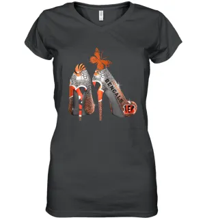 NFL Cincinnati Bengals Rhinestone High Heels Women's Vneck