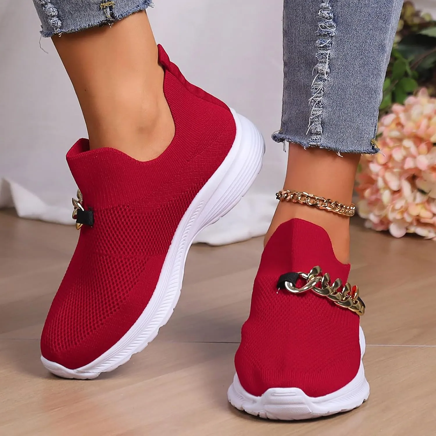 Non Slip Work Shoes Women Comfort Slip On Shoes Casual Chunky Sneakers Women's Walking Arch Support Non Slip Work Slip On Tennis Shoe Loafers Dress Shoe