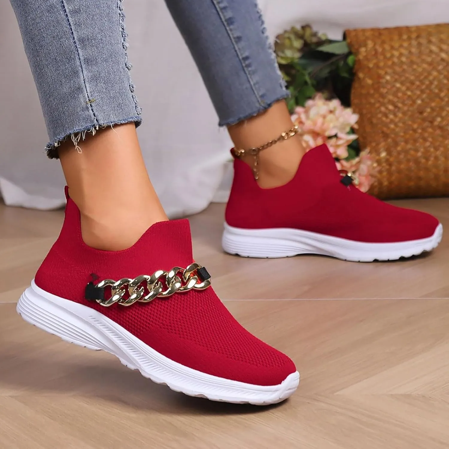 Non Slip Work Shoes Women Comfort Slip On Shoes Casual Chunky Sneakers Women's Walking Arch Support Non Slip Work Slip On Tennis Shoe Loafers Dress Shoe