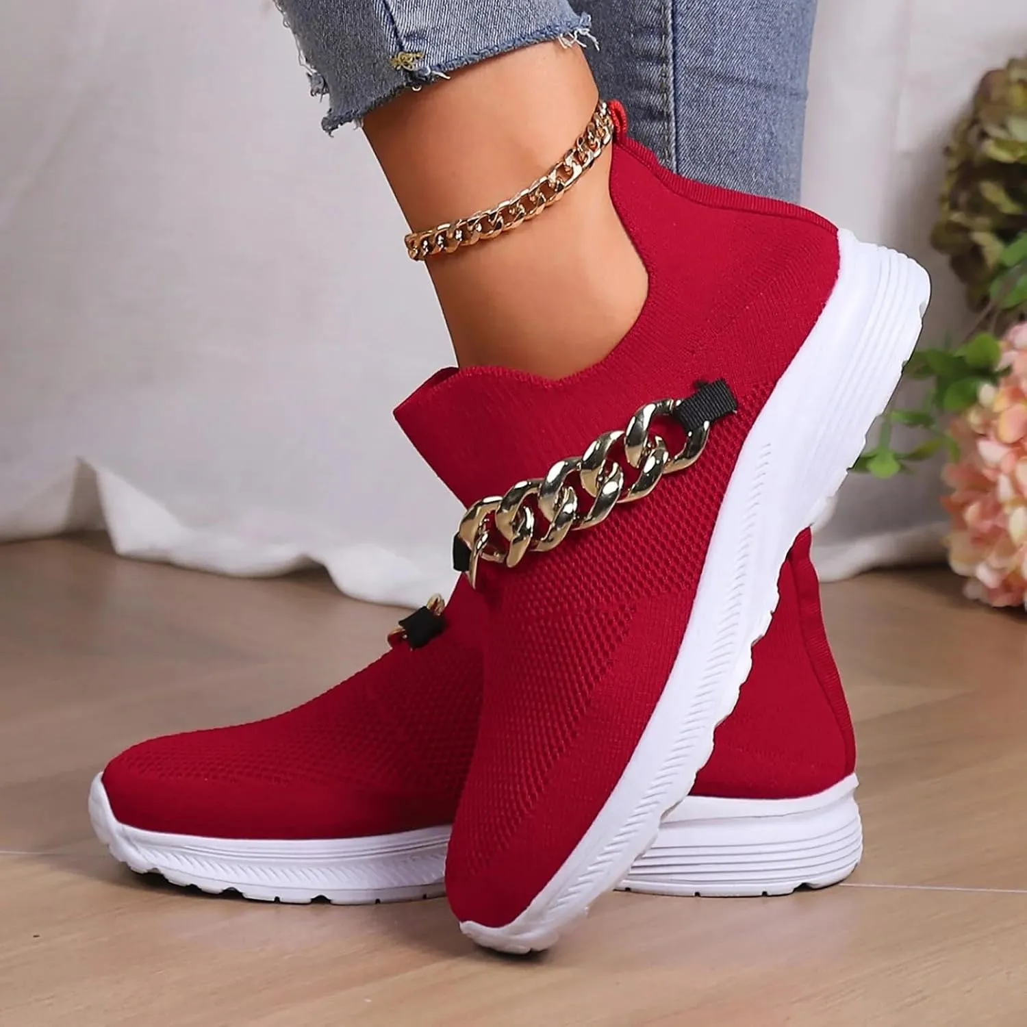 Non Slip Work Shoes Women Comfort Slip On Shoes Casual Chunky Sneakers Women's Walking Arch Support Non Slip Work Slip On Tennis Shoe Loafers Dress Shoe