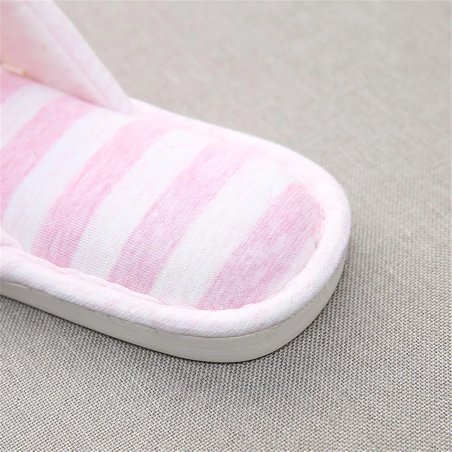 Open Toe House Slippers for Women Soft Cotton Indoor Shoes Memory Foam Slip On Bedroom Washable Stripe Travel Hotel Spa Bedroom Cute Sole Beautiful Comfort Four Season Slipper
