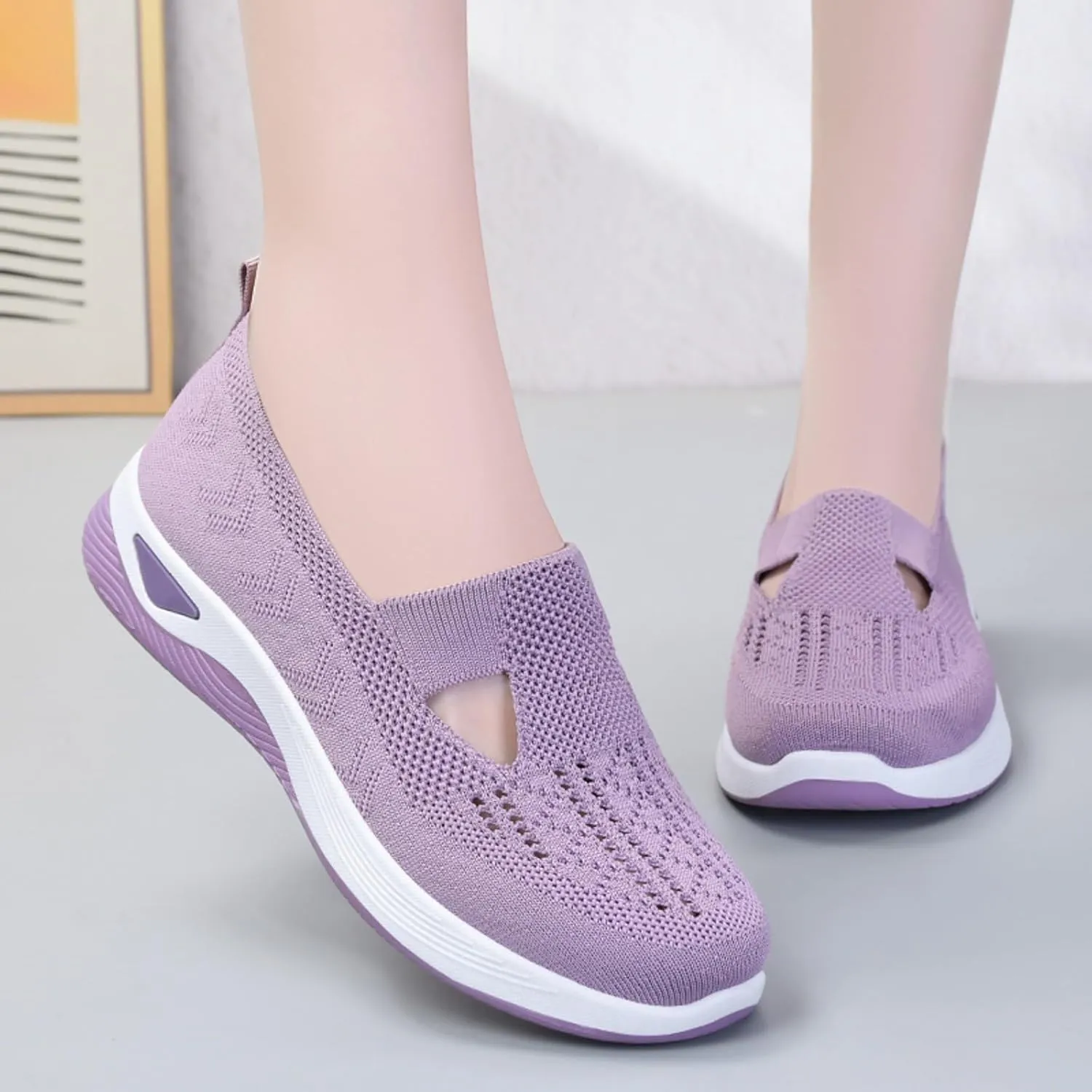 Orthopedic Diabetic Shoes for Women Slip On Walking Sneakers with Arch Support Comfortable Casual Loafers Plantar Fasciitis Foot Pain Relief