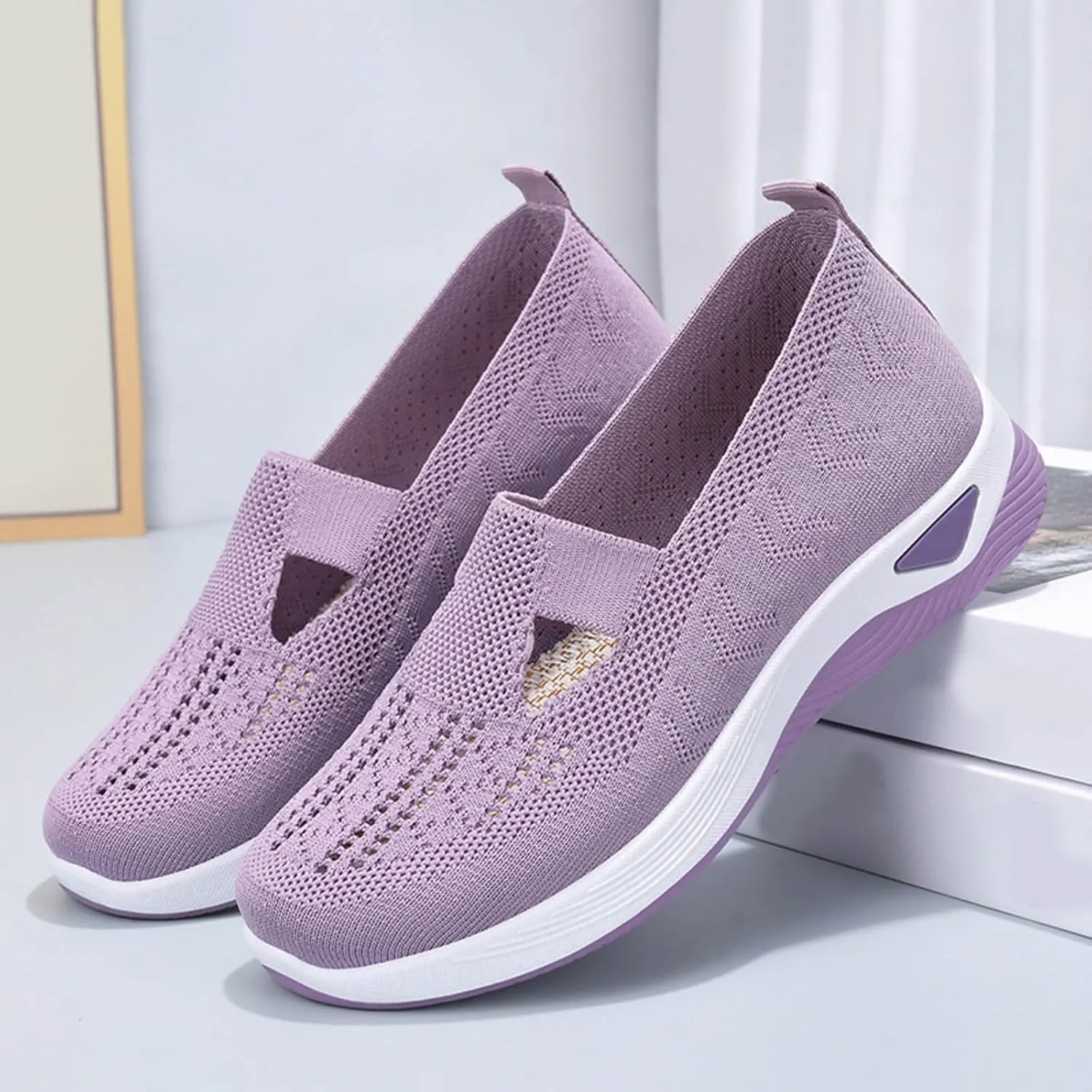Orthopedic Diabetic Shoes for Women Slip On Walking Sneakers with Arch Support Comfortable Casual Loafers Plantar Fasciitis Foot Pain Relief