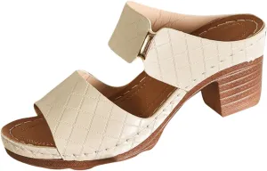 Orthopedic Heels Sandals for Women Dressy Summer Arch Support Low Chunky Block Heeled Peep Toe Slip On Mules Shoes