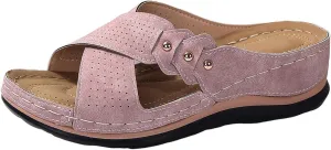 Orthopedic Sandals for Women Comfortable Dressy Wedge Spring Shoes Summer Vacation Arch Support Orthotic Summer Open Toe Platform Sandal Casual Flip Flops Slip on Beach Flats Outdoor Wedges