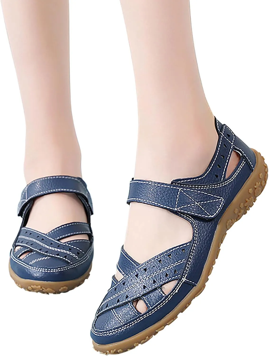 Orthopedic Sandals for Women Comfy Walking Flats Lightweight Adjustable Shoes Closed Toe Casual Sandals Outdoor Office