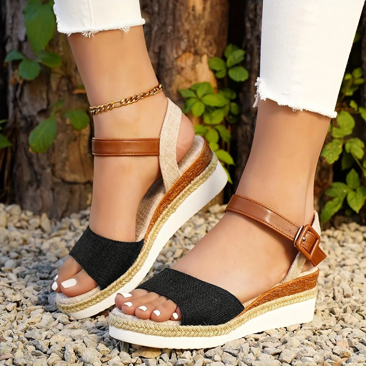 Orthopedic Sandals for Women Platform Wedge Sandals Walking Slippers with Arch Support Sandal Open Toe Ankle Strap Sandal Beach Casual Slip on Shoes Beach Dress Comfortable Outdoor Shoes 2025