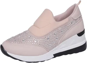 Orthopedic Shoes for Women Leather Rhinestones Patched Shoes Thick Sole Wedges Dress Shoes Arch Support Shoes