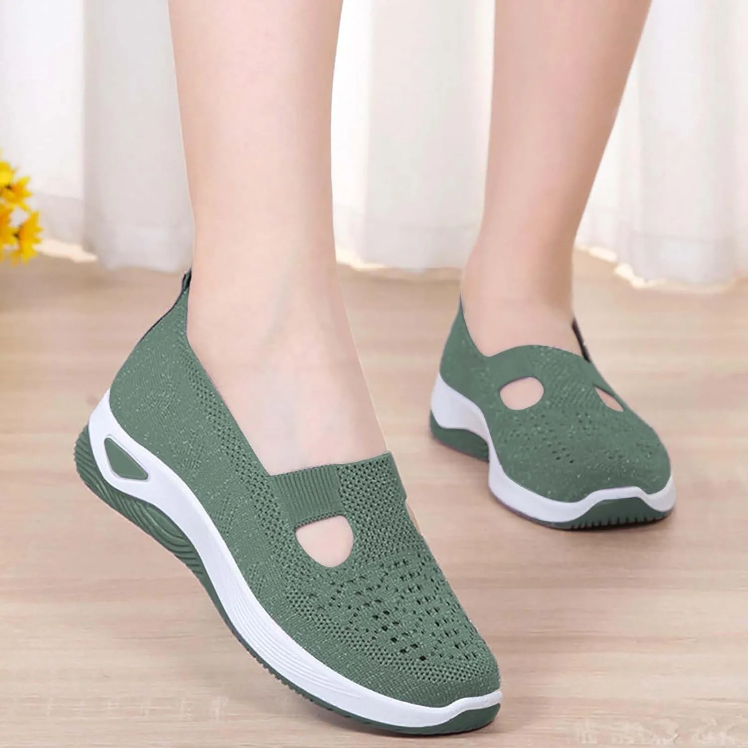 Orthopedic Shoes for Women Woven Slip on Walking Slip On Shoes Women Flat Feet Women's Shoes Casual Platform Sneakers Red Tennis Shoe Trainers Shoe