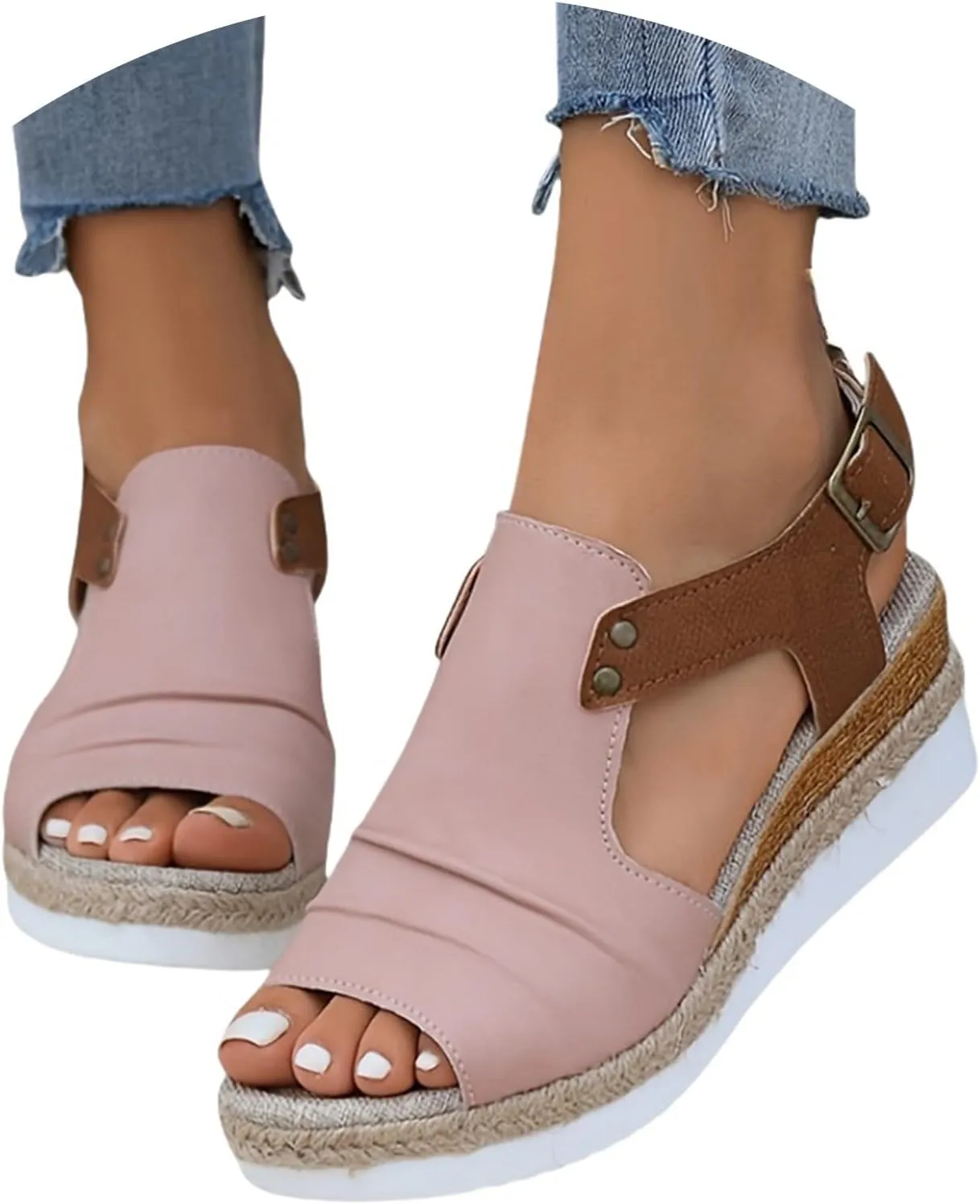 Orthopedic Wedge Sandals for Women Open Toe Ankle Strap Platform Espadrilles Wedges Shoes Dressy Summer Beach Shoes 2025