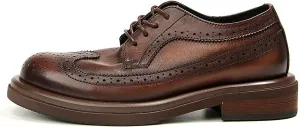 Oxford Leather Wing Tip Carving Oxfords for Men, Lace Up Comfortable Casual Business Office Work Dress Vintage Shoes