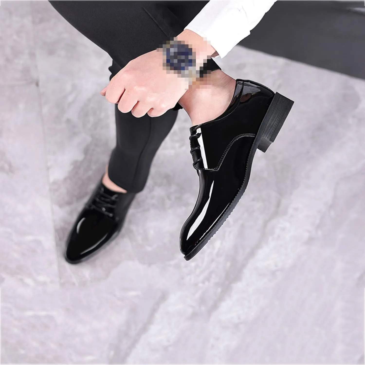 Oxford Shoes for Men Derby Shoes Mens Formal Dress Business Lace Up Shoes Classic Black Patent Leather Shoes
