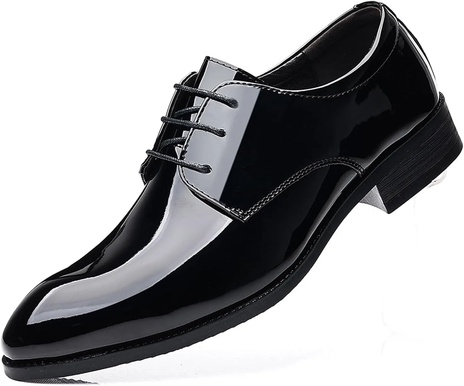 Oxford Shoes for Men Derby Shoes Mens Formal Dress Business Lace Up Shoes Classic Black Patent Leather Shoes