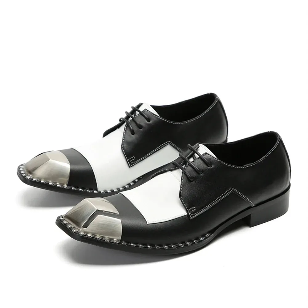 Paneled Square Toe Men's Oxford Shoes