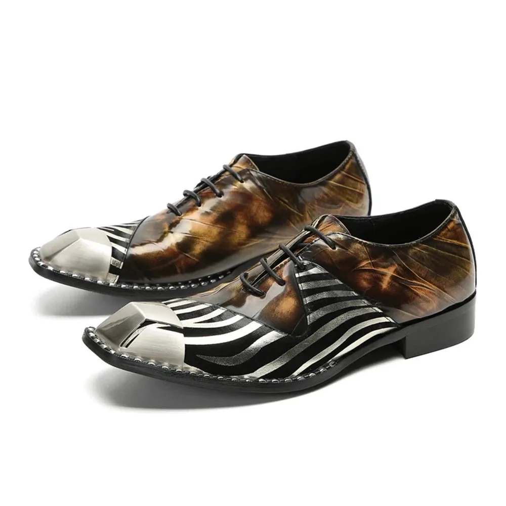 Paneled Square Toe Men's Oxford Shoes