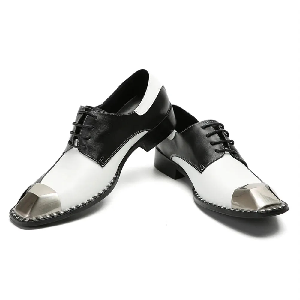 Paneled Square Toe Men's Oxford Shoes