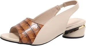 Party Dress Shoes Chunky Heel Fish Mouth Women's Sandals Fashionable Casual Outer Wear Leather Adjustable Strap Slip On