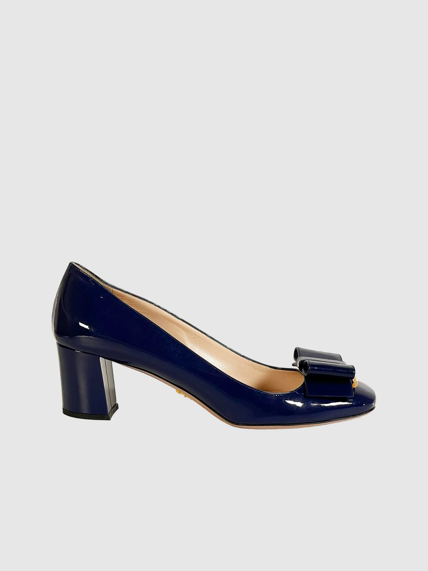 Patent Leather Bow Accents Pumps - Size 40