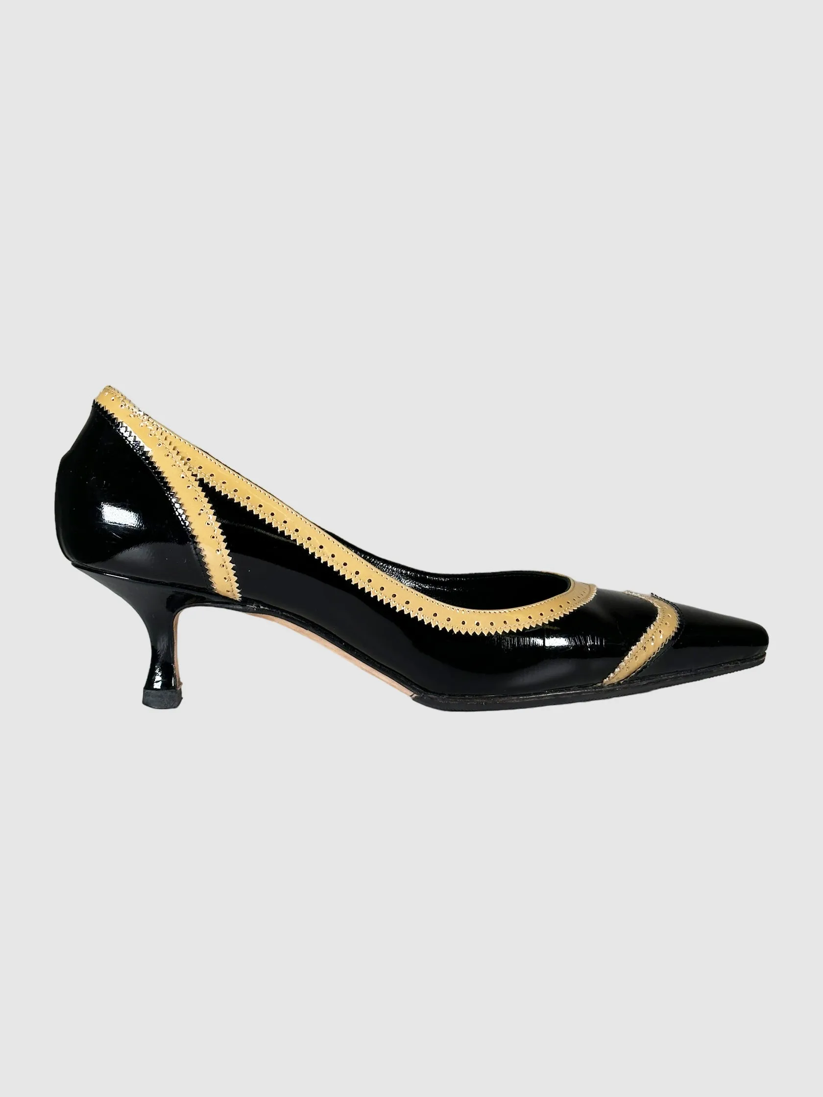 Patent Leather Contrast Stitch Pumps - Size 37.5