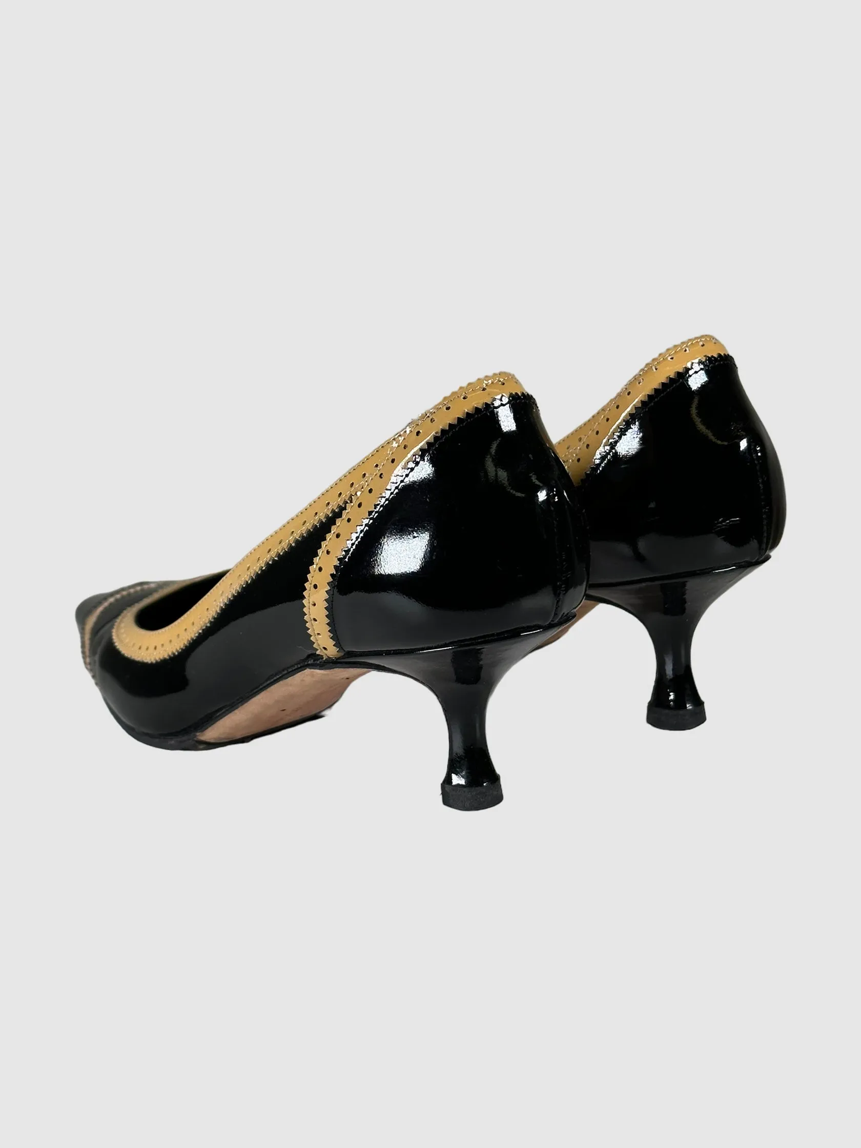 Patent Leather Contrast Stitch Pumps - Size 37.5