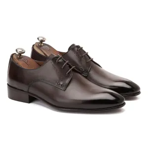 PATINA Plain Lace-Up Leather Oxford Shoes for Men 012-31-BRN