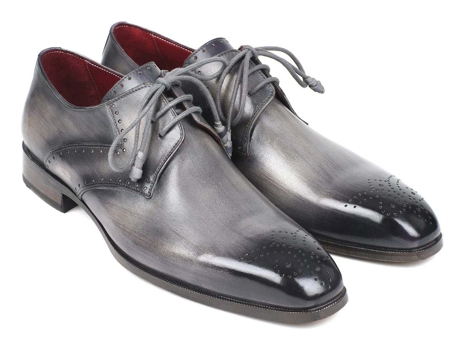 Paul Parkman Men's Gray Medallion Toe Derby Shoes