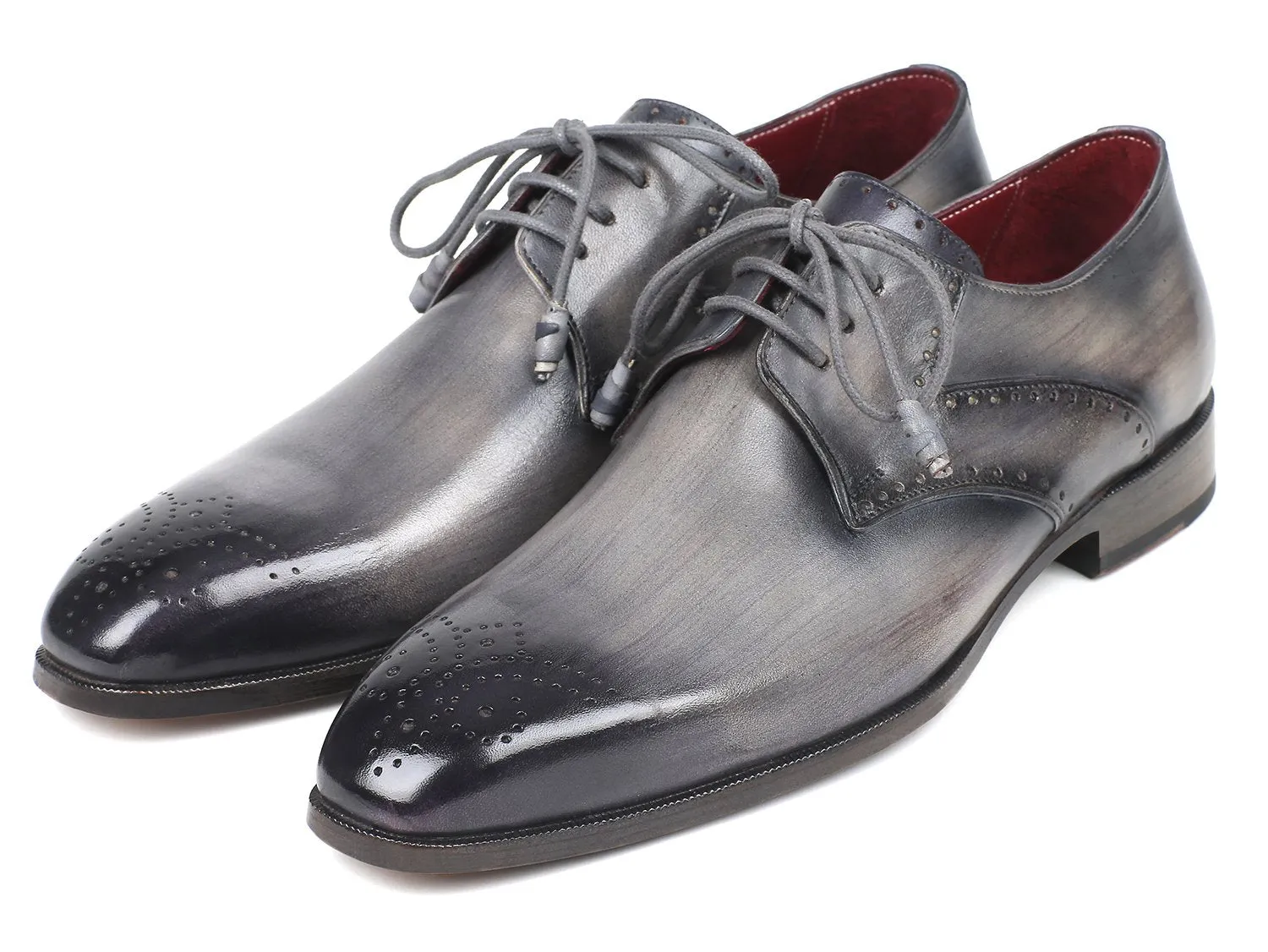 Paul Parkman Men's Gray Medallion Toe Derby Shoes