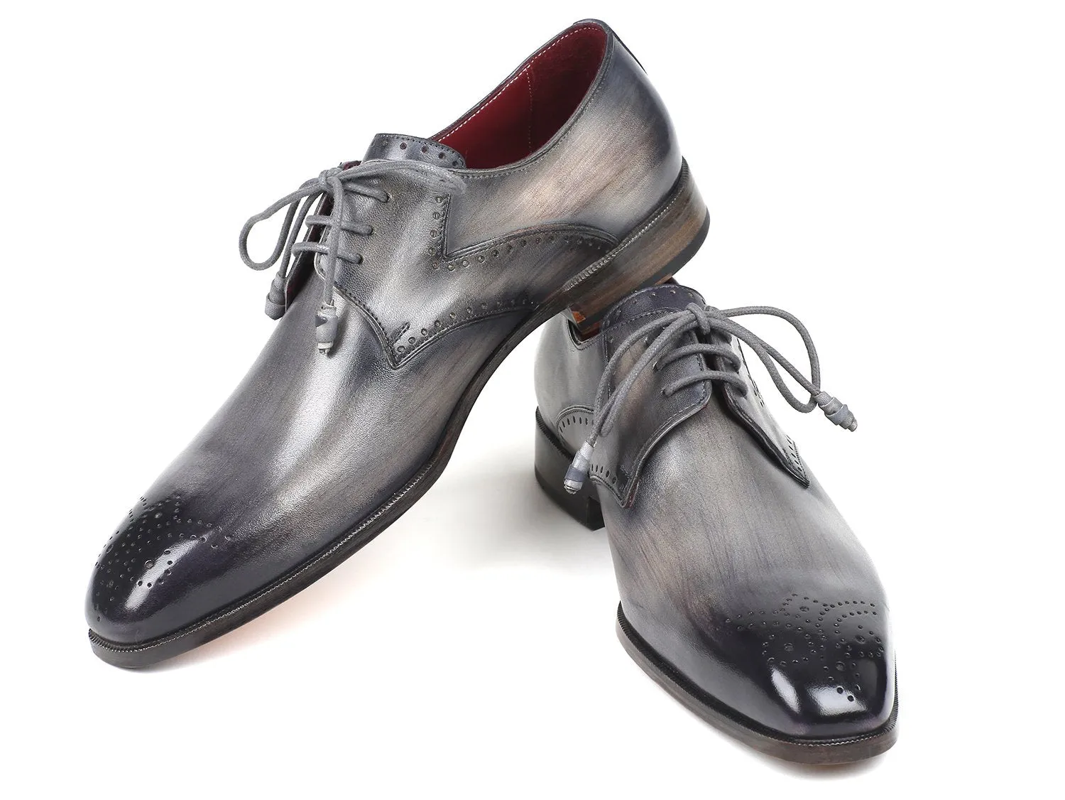 Paul Parkman Men's Gray Medallion Toe Derby Shoes