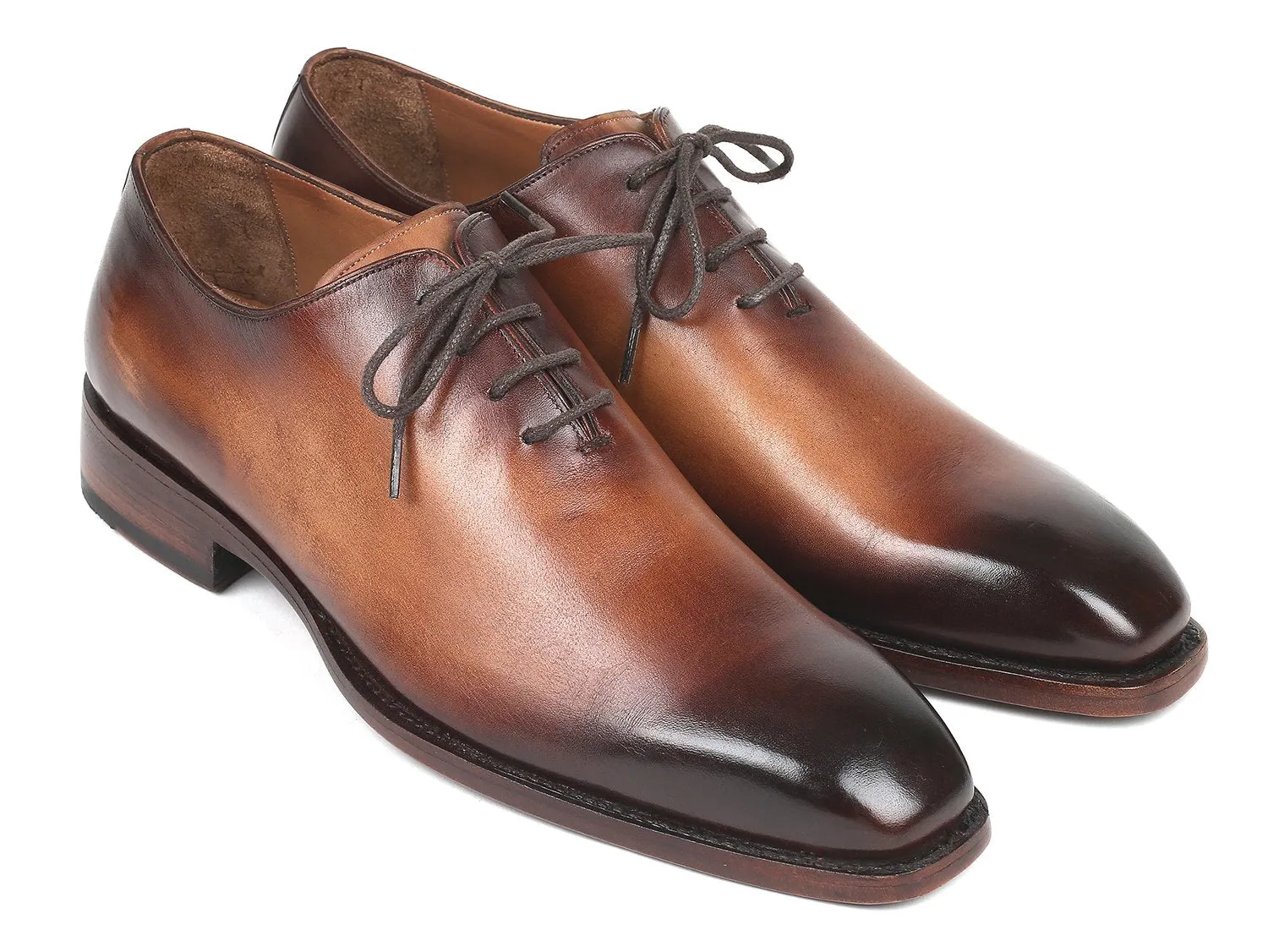 Paul Parkman Men's Wholecut Oxfords, Brown Leather
